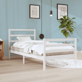 Estructura de cama sin colchón madera de pino blanca 90x200
