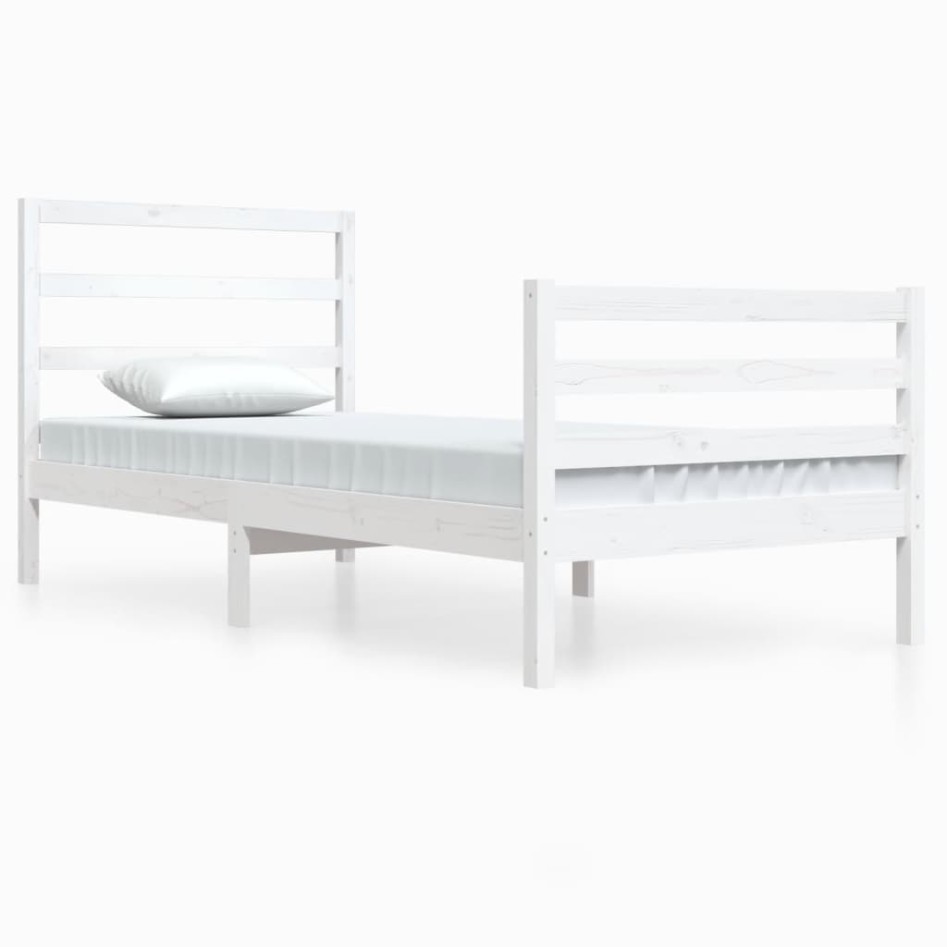 Estructura de cama sin colchón madera de pino blanca 90x200