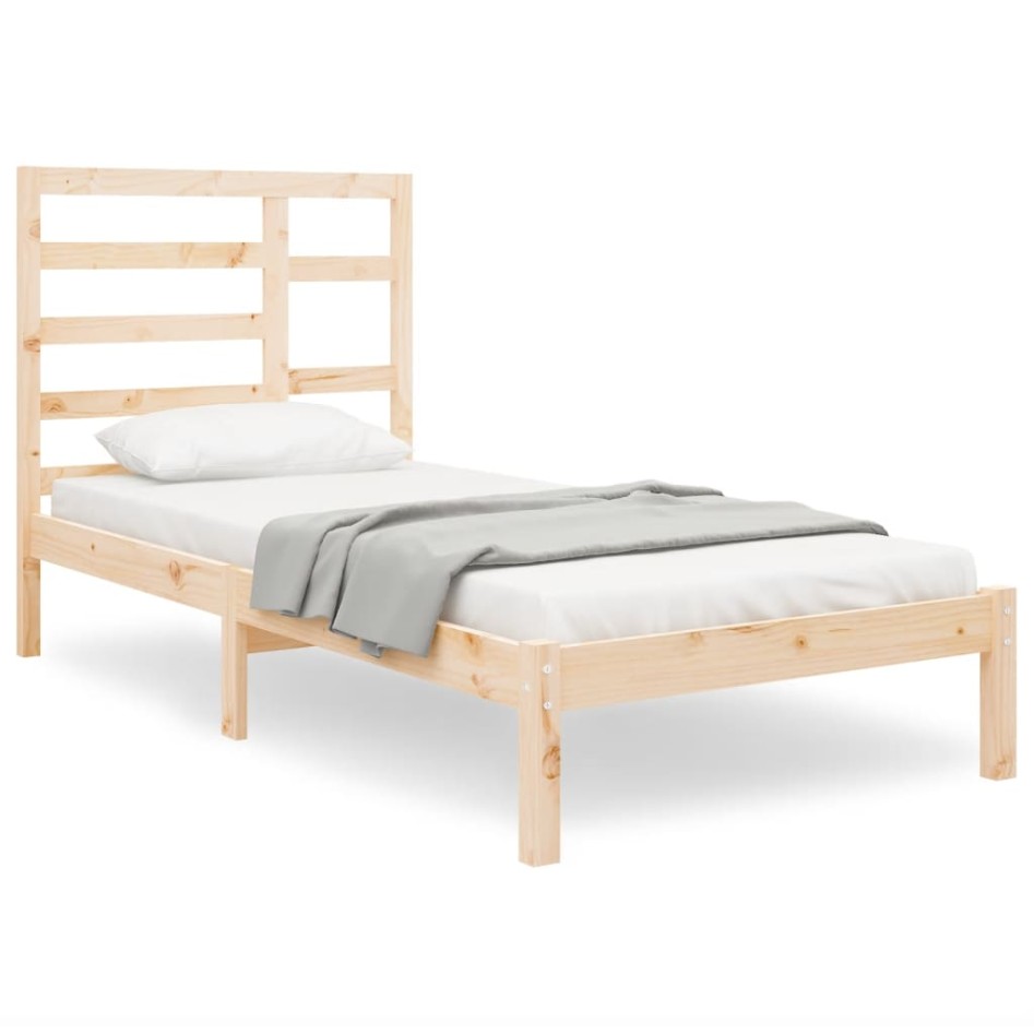 Estructura cama individual sin colchón madera maciza 75x190