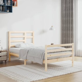 Estructura de cama sin colchón madera maciza 90x200