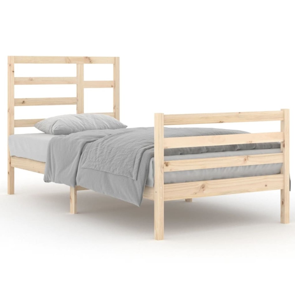 Estructura de cama sin colchón madera maciza 90x200