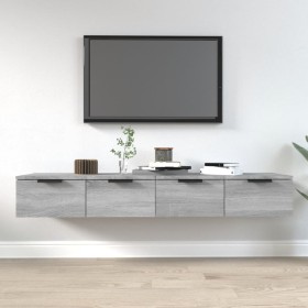 Armarios de pared 2 uds contrachapada gris Sonoma 68x30x20