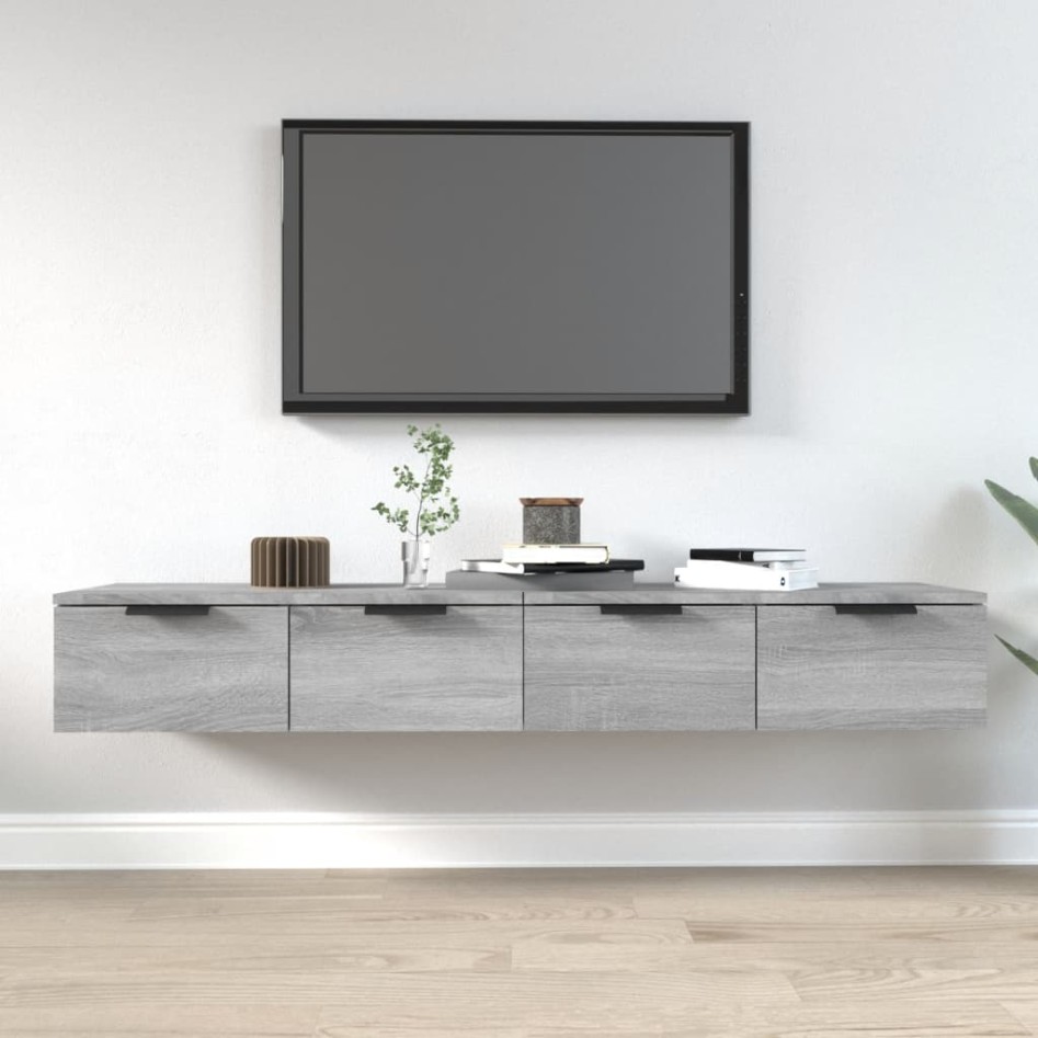 Armarios de pared 2 uds contrachapada gris Sonoma 68x30x20