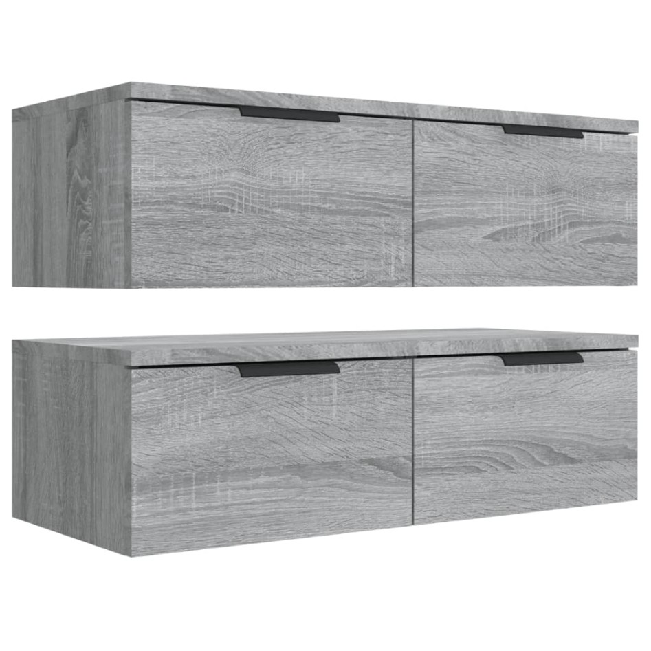 Armarios de pared 2 uds contrachapada gris Sonoma 68x30x20