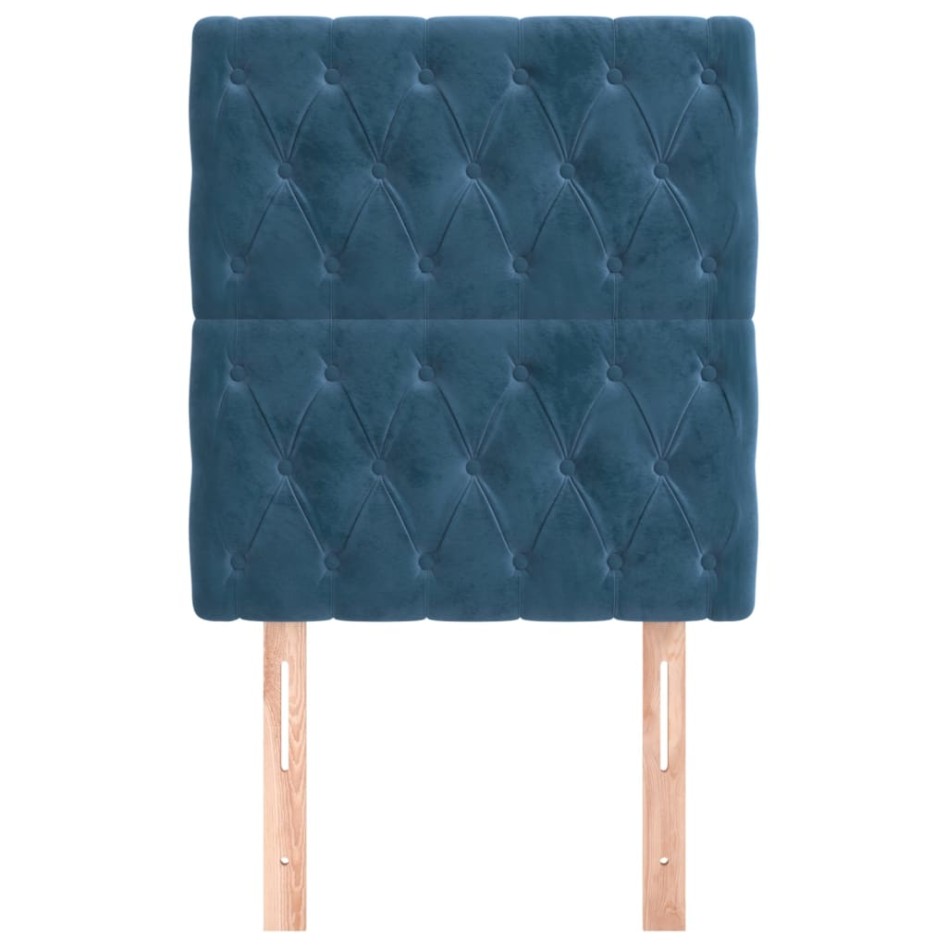 Cabeceros 2 unidades de terciopelo azul oscuro 80x7x78/88