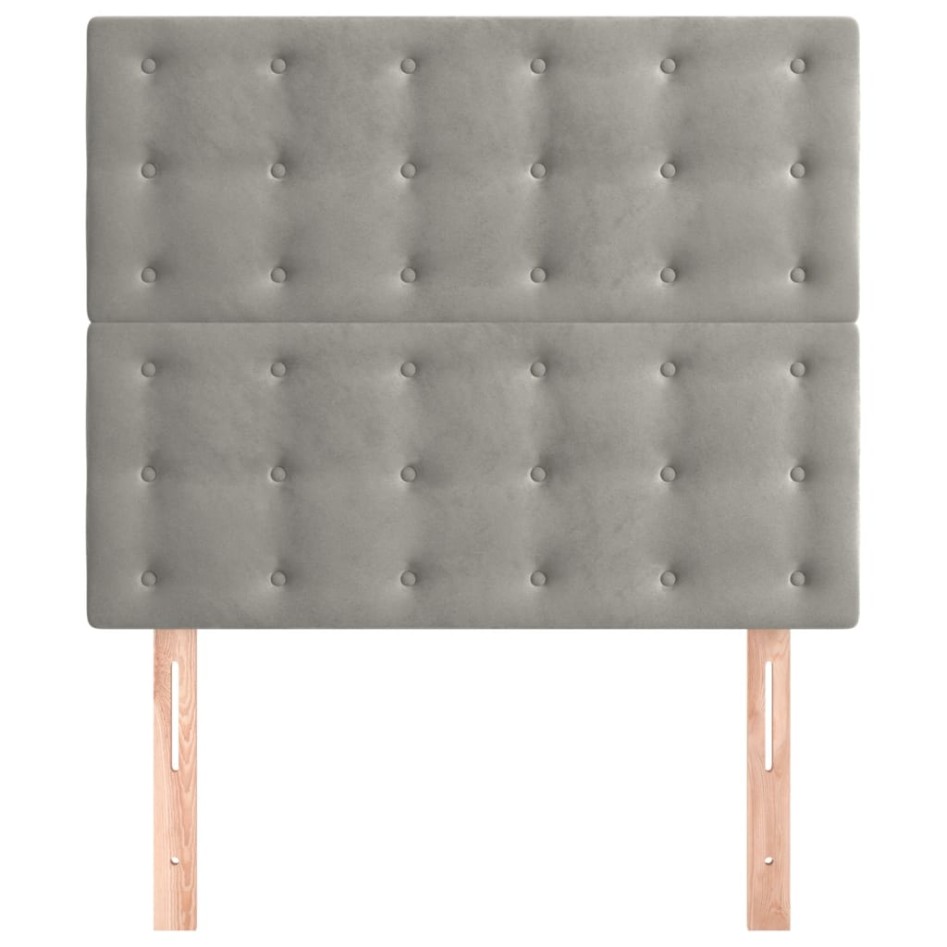 Cabeceros 2 unidades de terciopelo gris claro 80x5x78/88