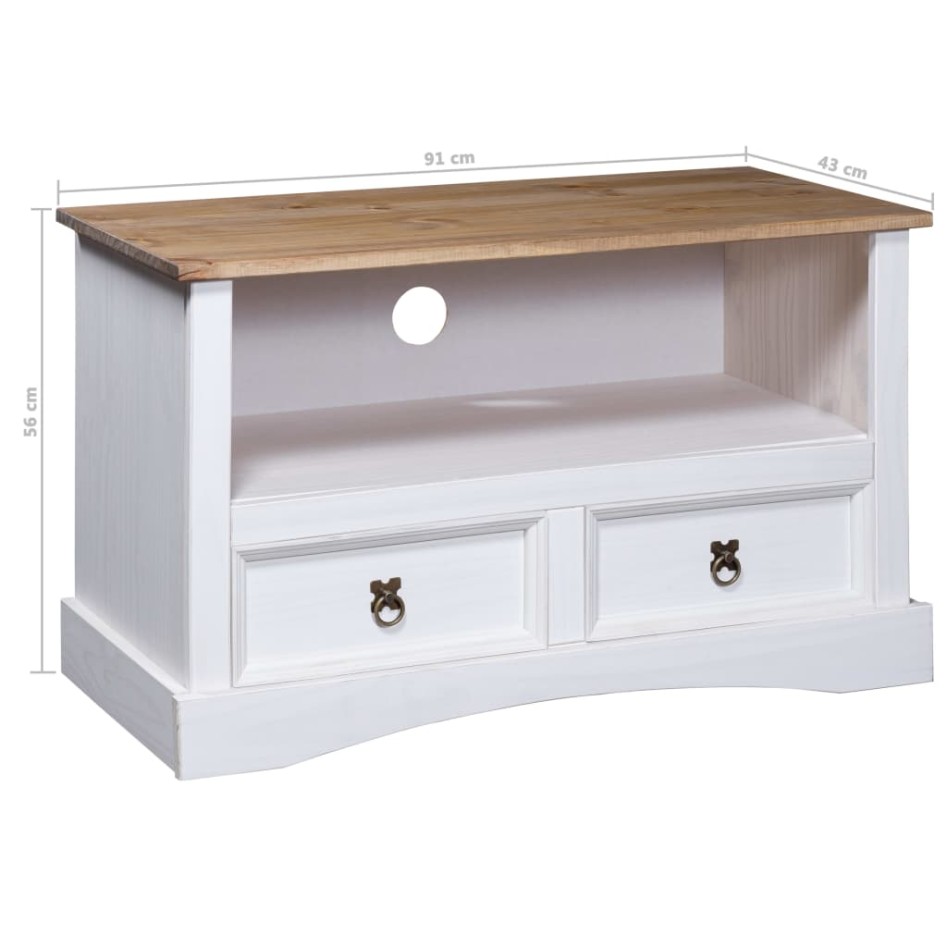 Mueble para TV Corona Range de pino mexicano blanco 91x43x56