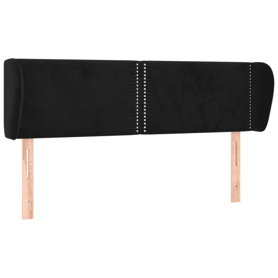 Cabecero de terciopelo negro 147x23x78/88