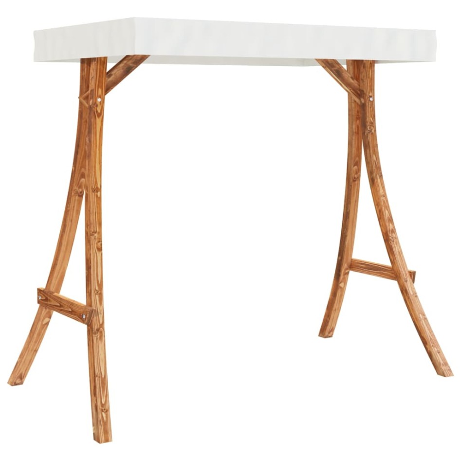 Estructura columpio y techo crema madera curvada acabado