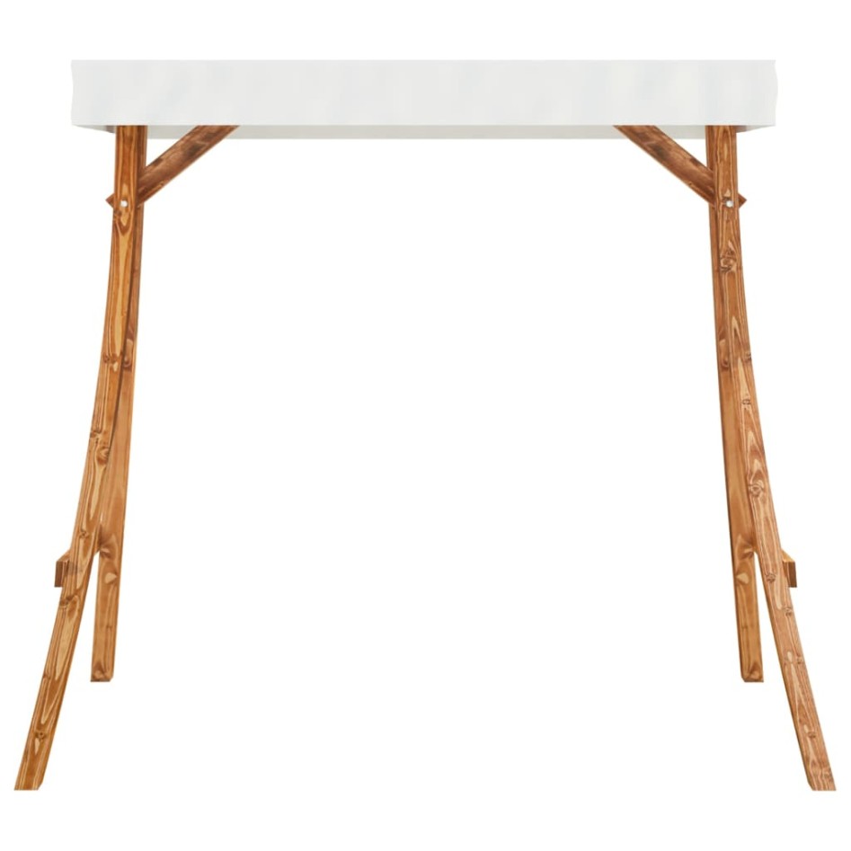 Estructura columpio y techo crema madera curvada acabado