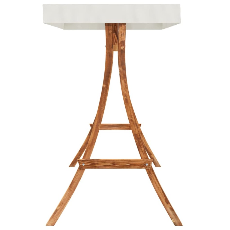 Estructura columpio y techo crema madera curvada acabado