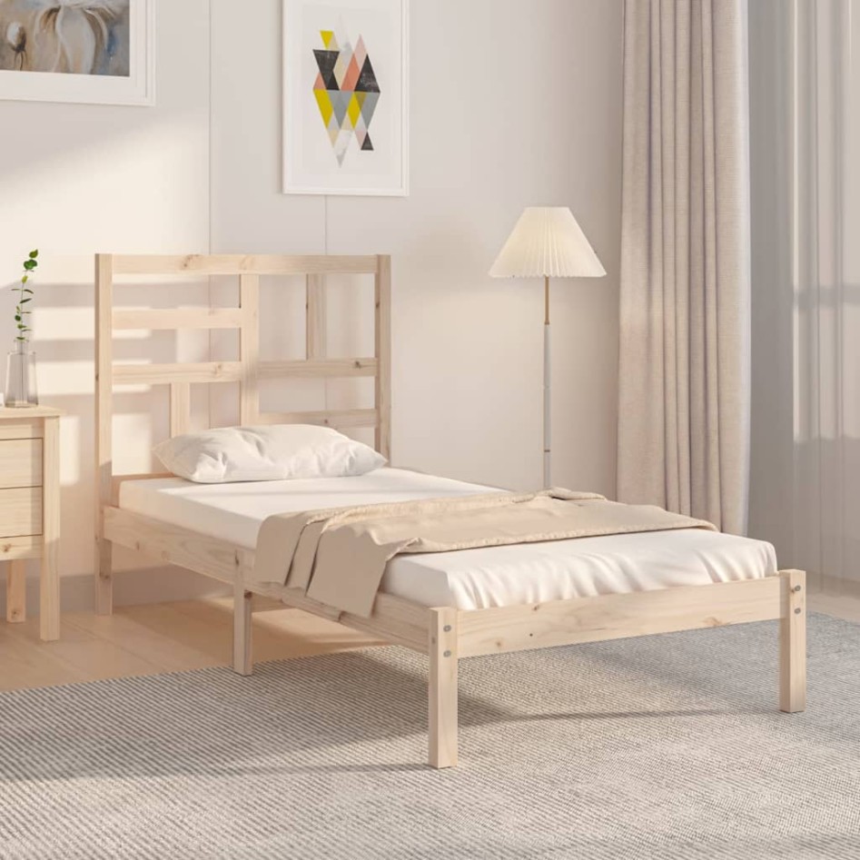 Estructura de cama sin colchón madera maciza 100x200