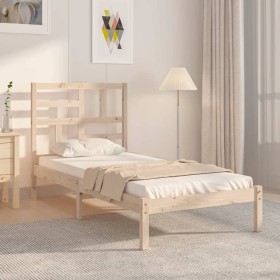Estructura de cama sin colchón madera maciza 90x200