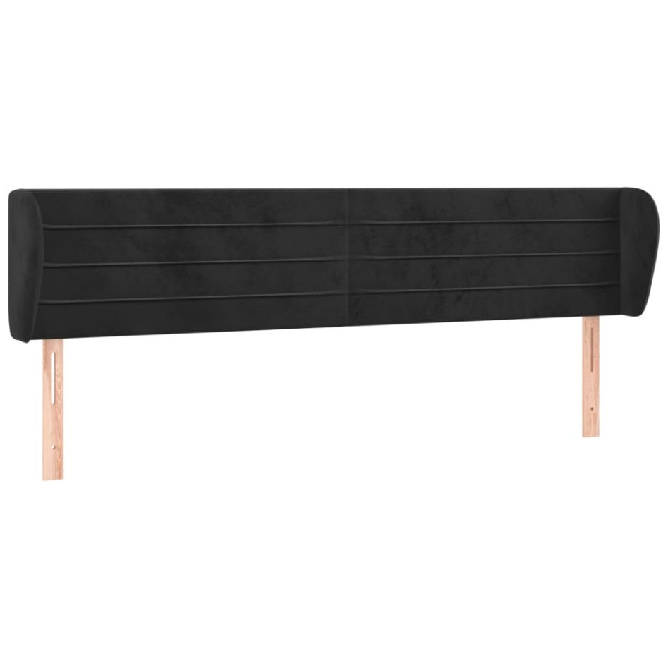 Cabecero de terciopelo negro 183x23x78/88