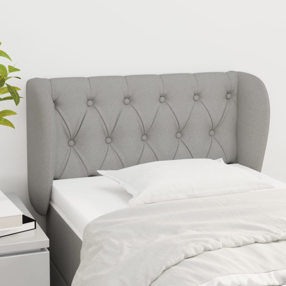 Cabecero de tela gris claro 83x23x78/88