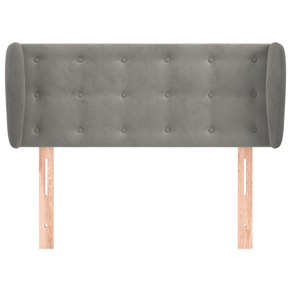 Cabecero de terciopelo gris claro 103x23x78/88