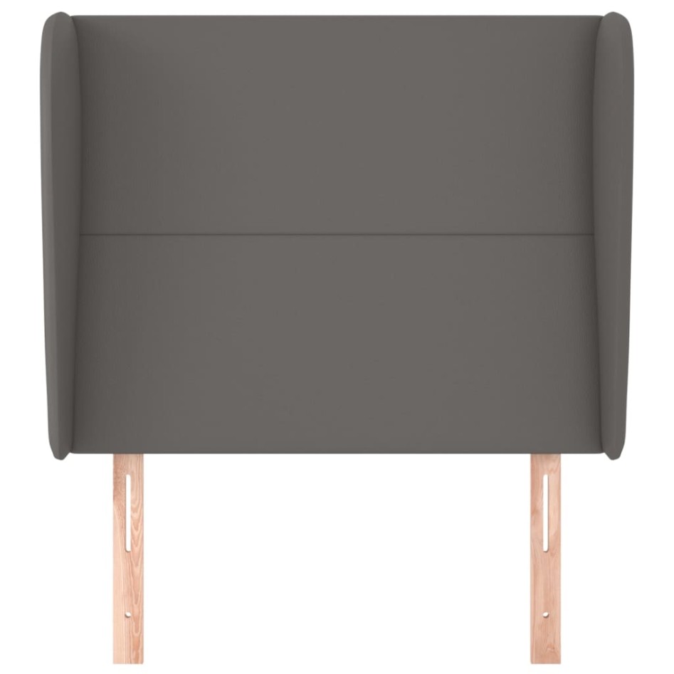 Cabecero con orejas de cuero sintético gris 83x23x118/128