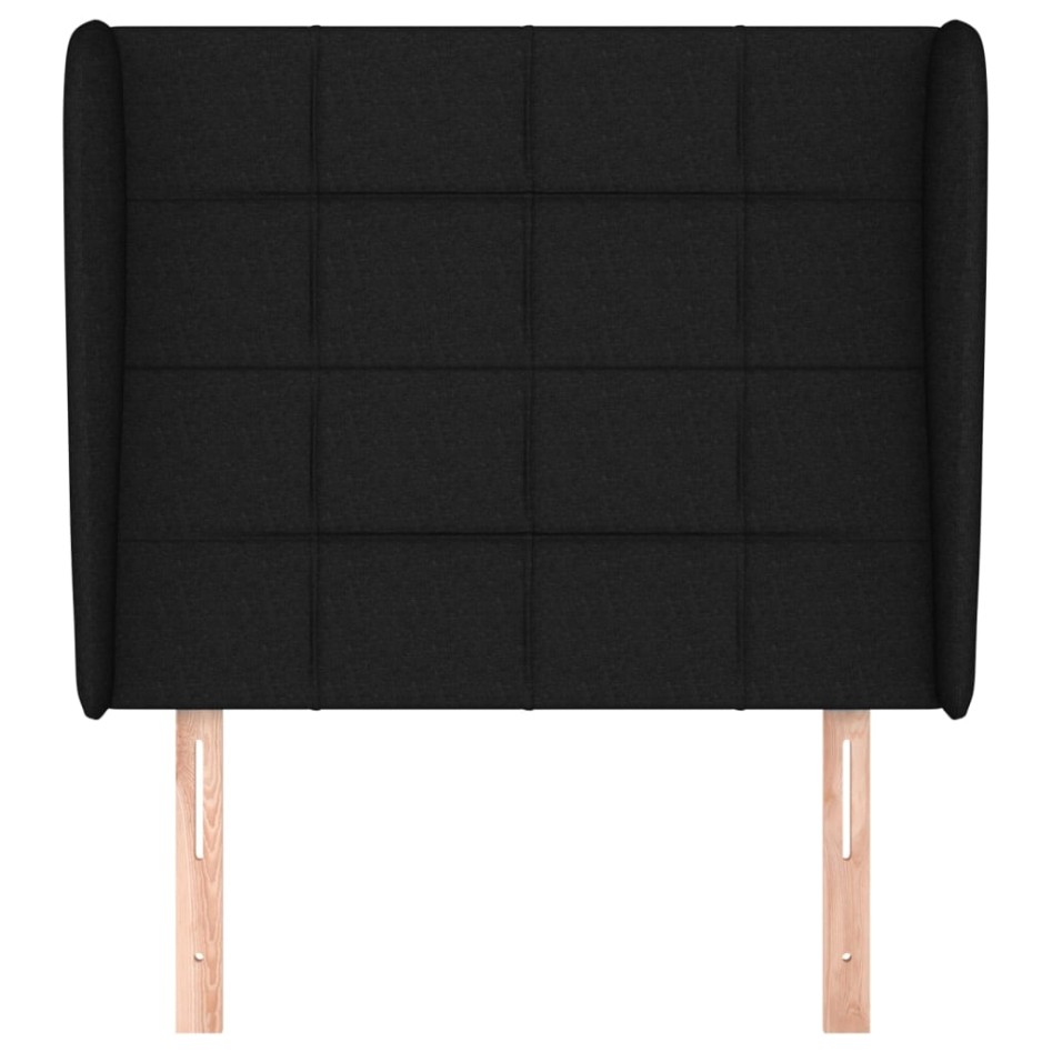 Cabecero con orejas de tela negro 83x23x118/128