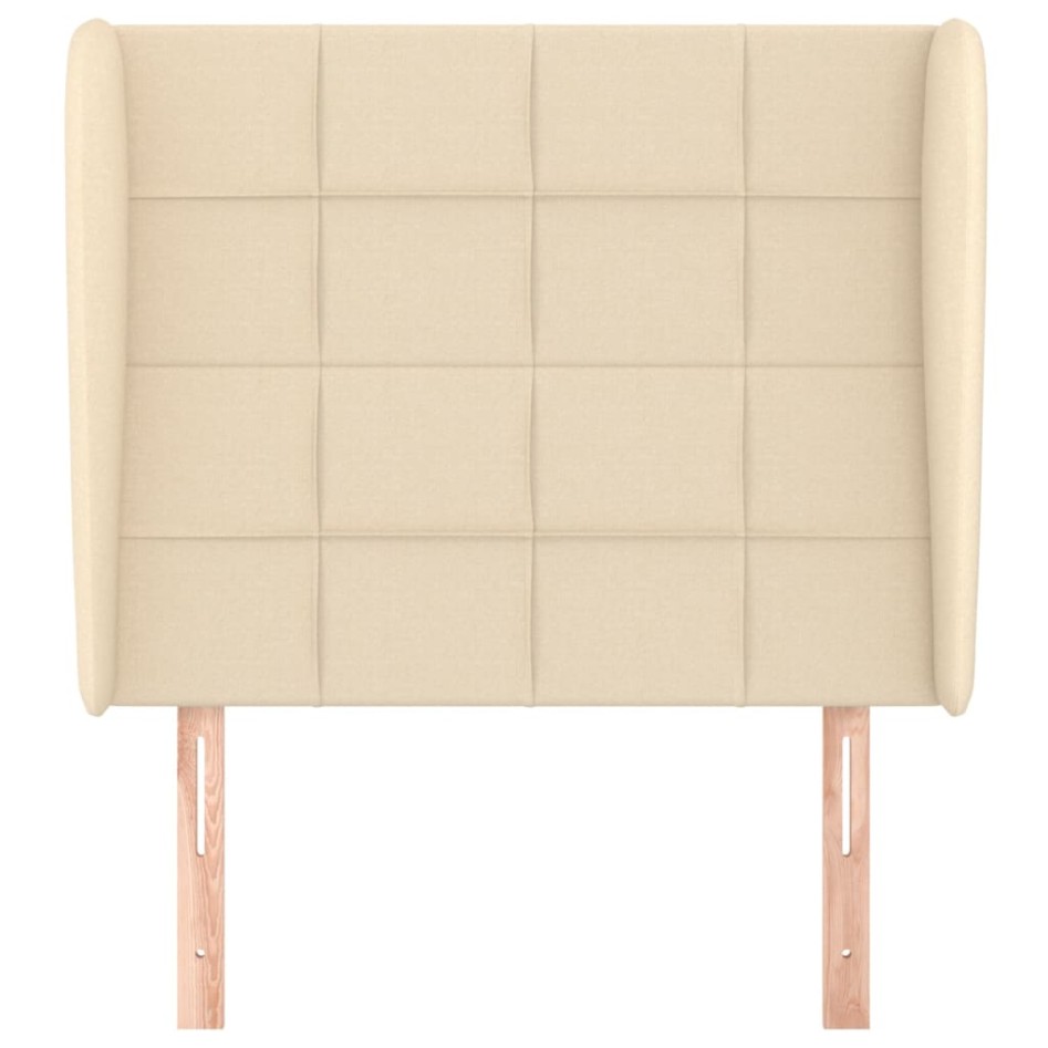 Cabecero con orejas de tela color crema 103x23x118/128