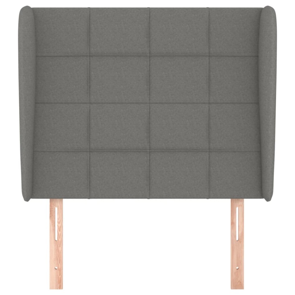 Cabecero con orejas de tela gris oscuro 93x23x118/128