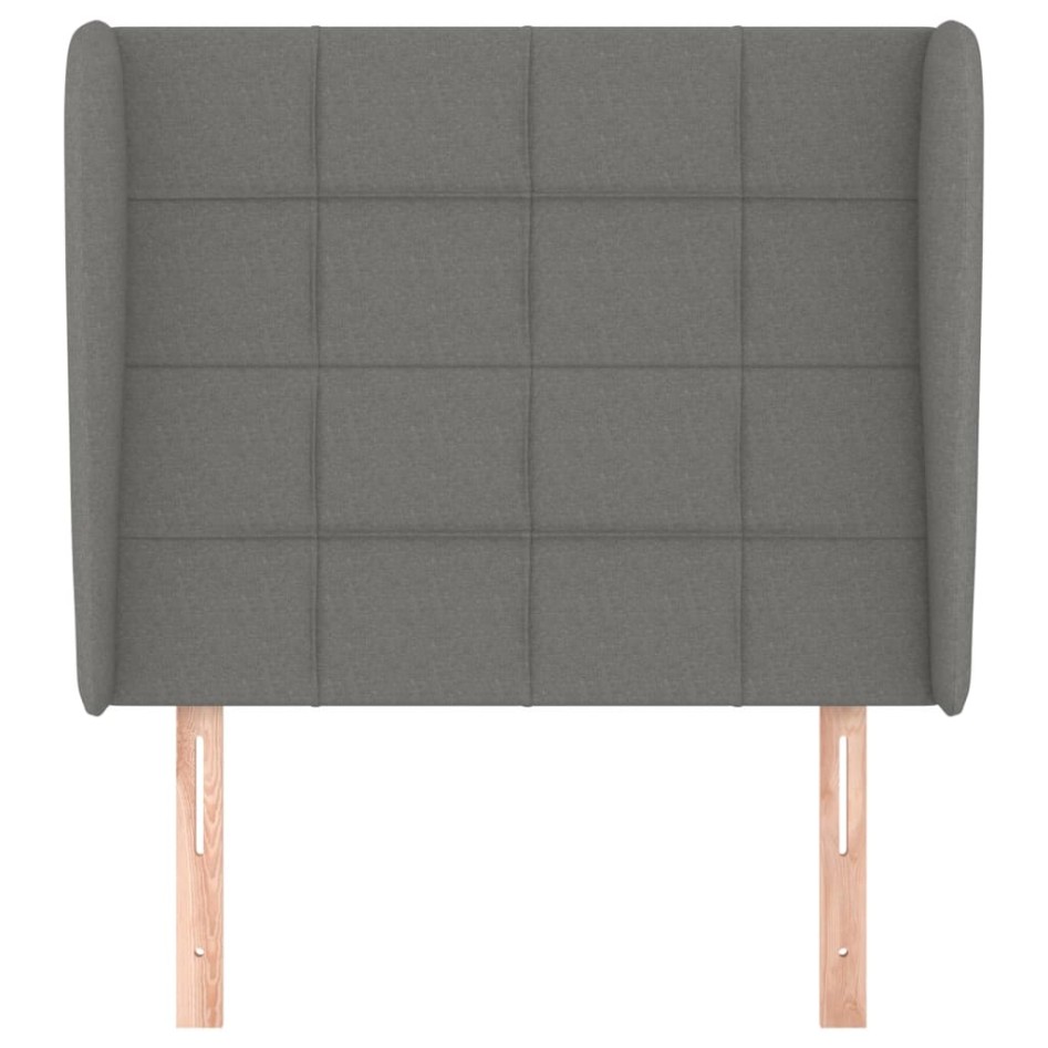 Cabecero con orejas de tela gris oscuro 103x23x118/128