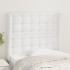 Cabecero con orejas de cuero sintético blanco 103x23x118/128