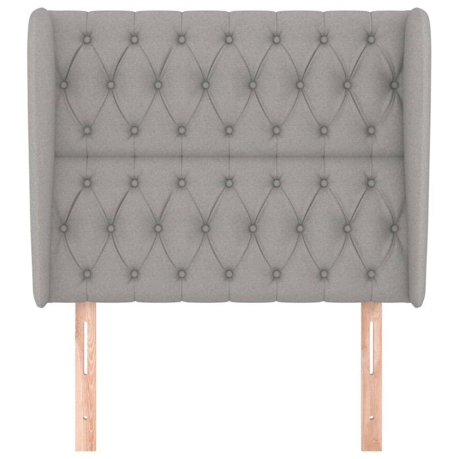 Cabecero con orejas de tela gris claro 103x23x118/128