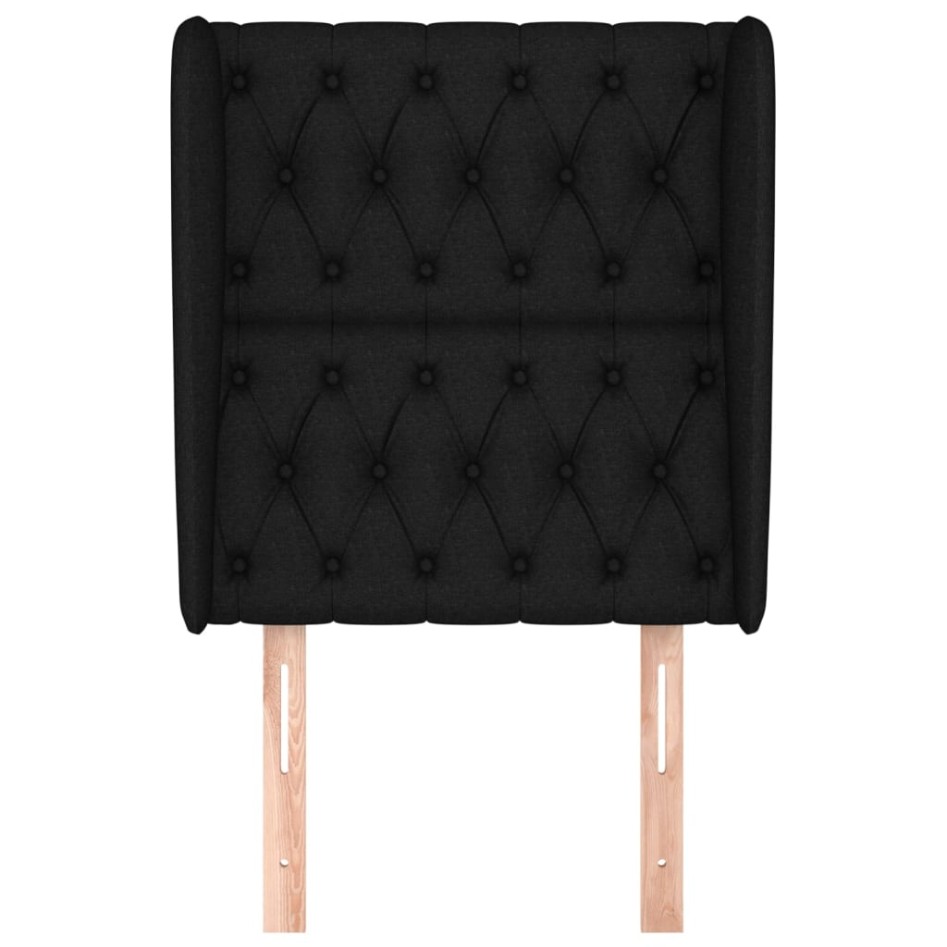 Cabecero con orejas de tela negro 83x23x118/128