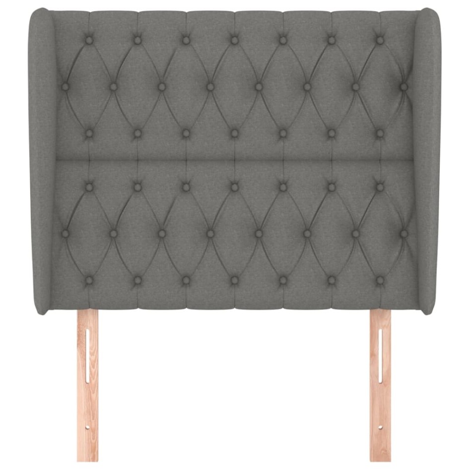 Cabecero con orejas de tela gris oscuro 93x23x118/128