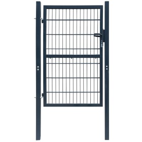 Puerta de valla de acero gris antracita 106x248
