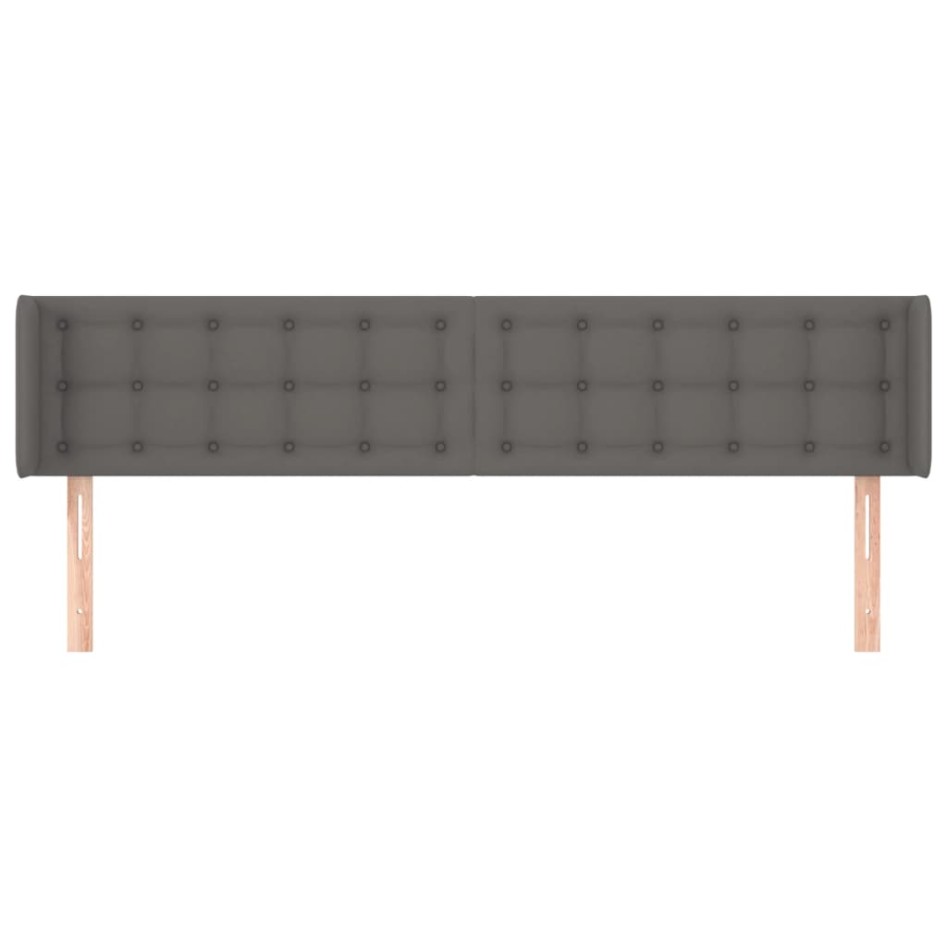 Cabecero de cuero sintético gris 183x16x78/88