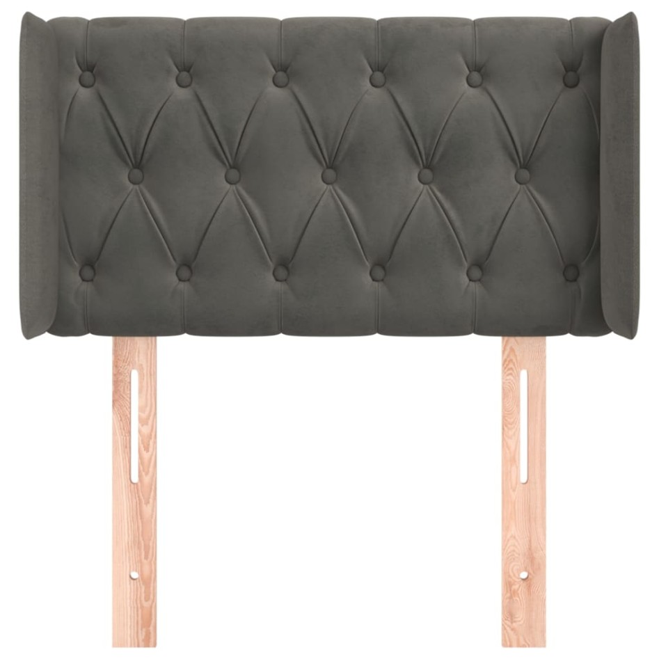 Cabecero de terciopelo gris oscuro 83x16x78/88