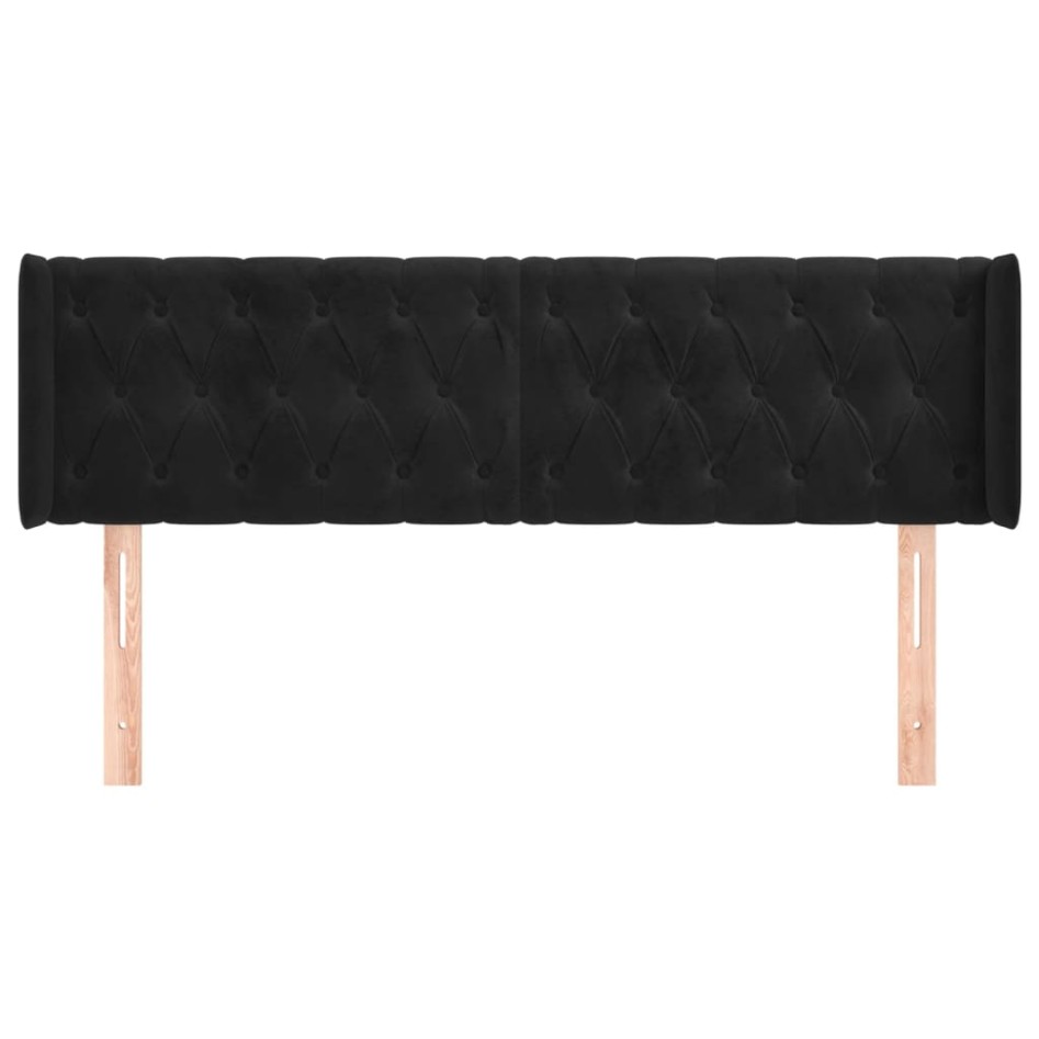 Cabecero de terciopelo negro 147x16x78/88