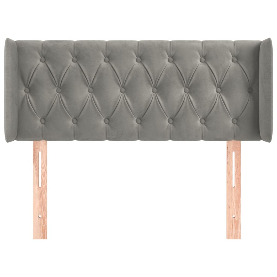 Cabecero de terciopelo gris claro 93x16x78/88