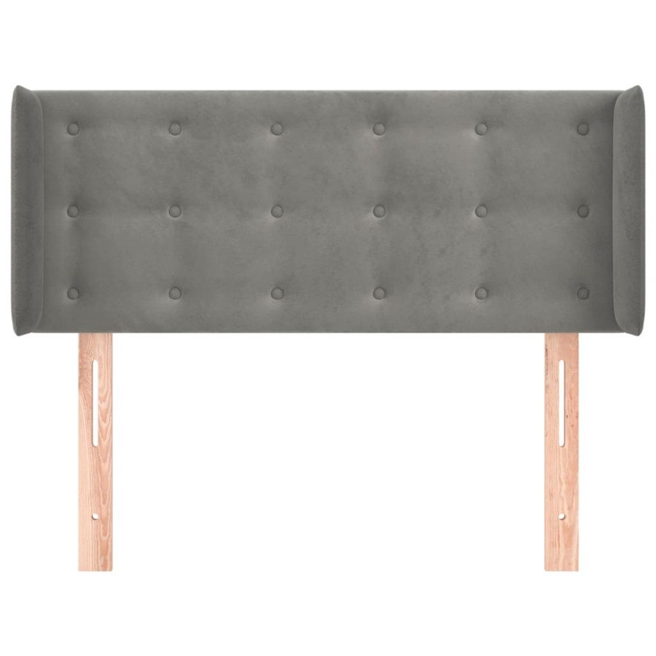 Cabecero de terciopelo gris claro 103x16x78/88