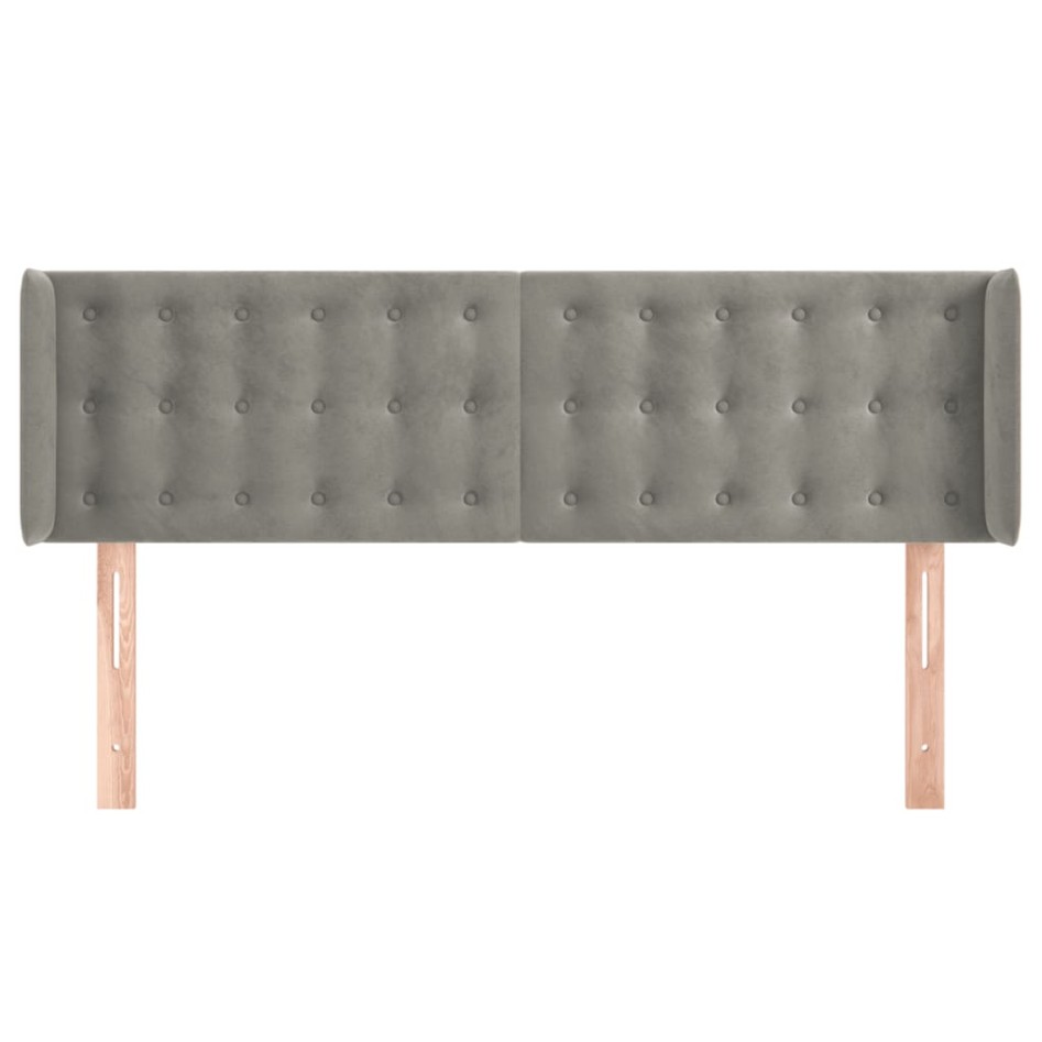 Cabecero de terciopelo gris claro 147x16x78/88