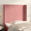 Cabecero con orejas de terciopelo rosa 93x16x118/128 cm