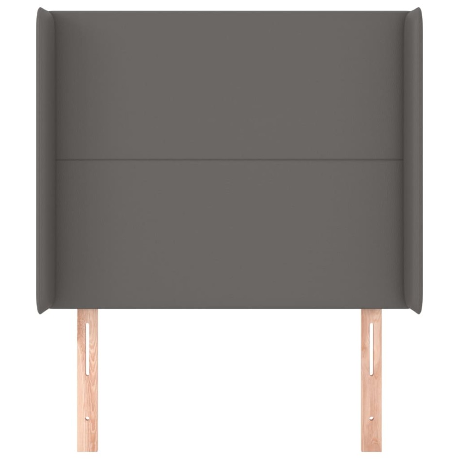 Cabecero con orejas cuero sintético gris