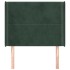Cabecero con orejas de terciopelo verde oscuro 93x16x118/128