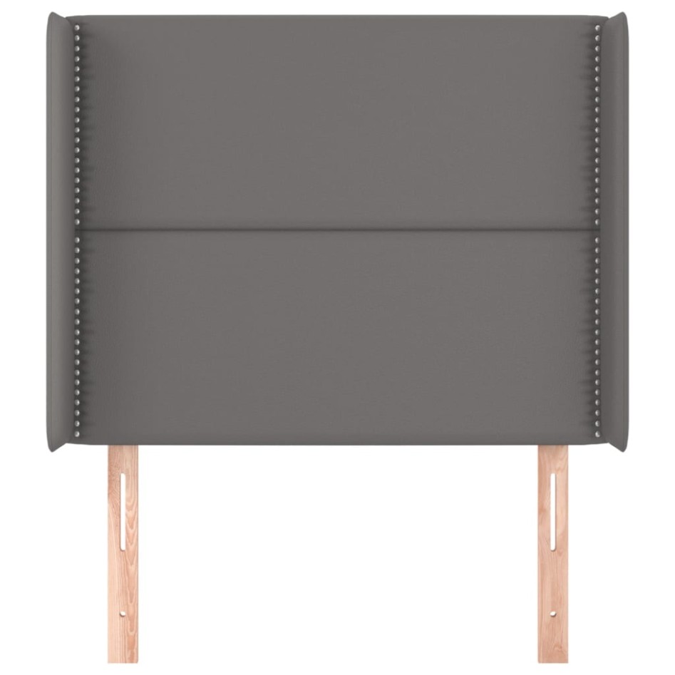 Cabecero con orejas cuero sintético gris