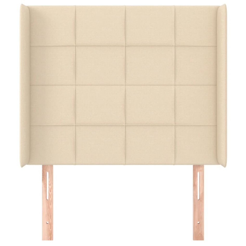 Cabecero con orejas de tela color crema 103x16x118/128