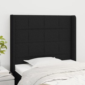 Cabecero con orejas de tela negro 83x16x118/128