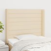 Cabecero con orejas de tela color crema 83x16x118/128 cm