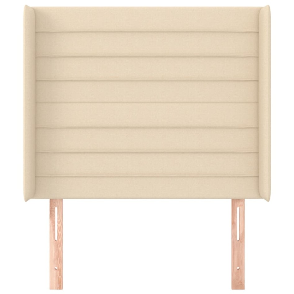 Cabecero con orejas de tela color crema 83x16x118/128