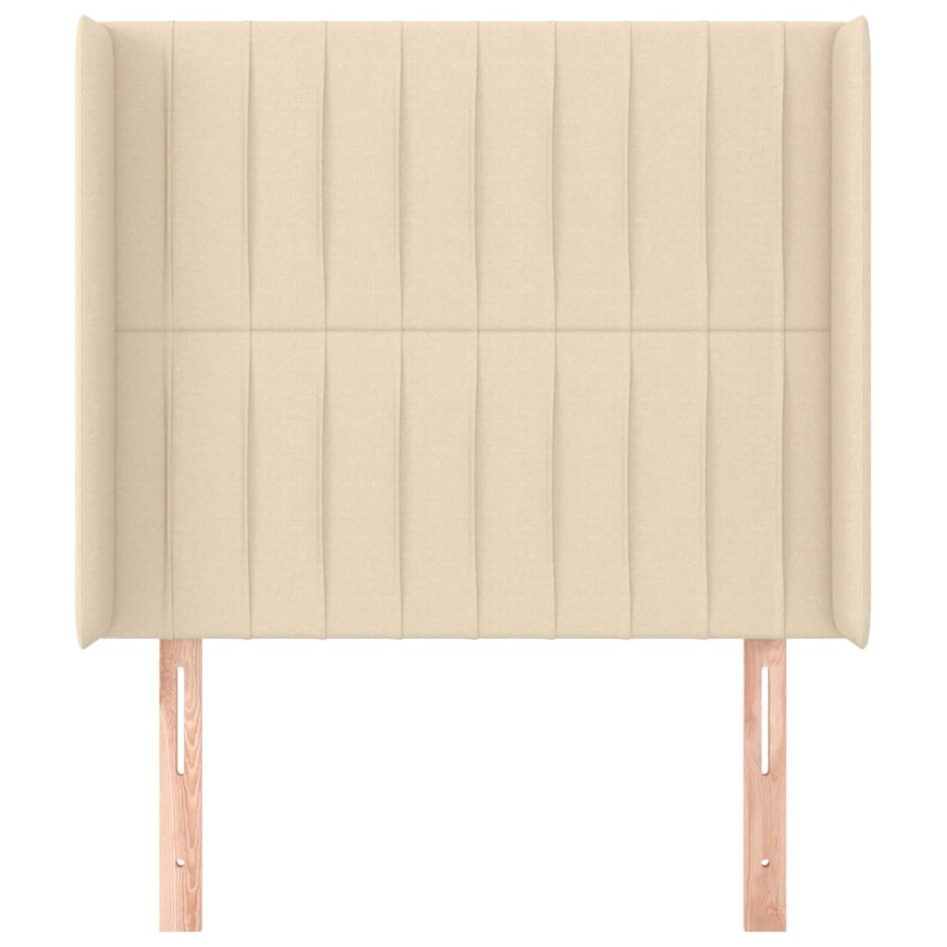 Cabecero con orejas de tela color crema 103x16x118/128