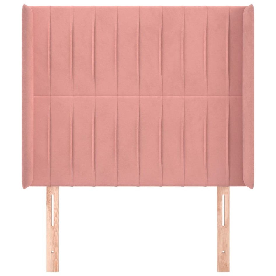 Cabecero con orejas de terciopelo rosa 83x16x118/128