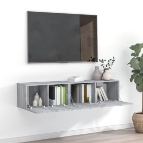 Set de muebles para TV 2 pzas madera contrachapada gris