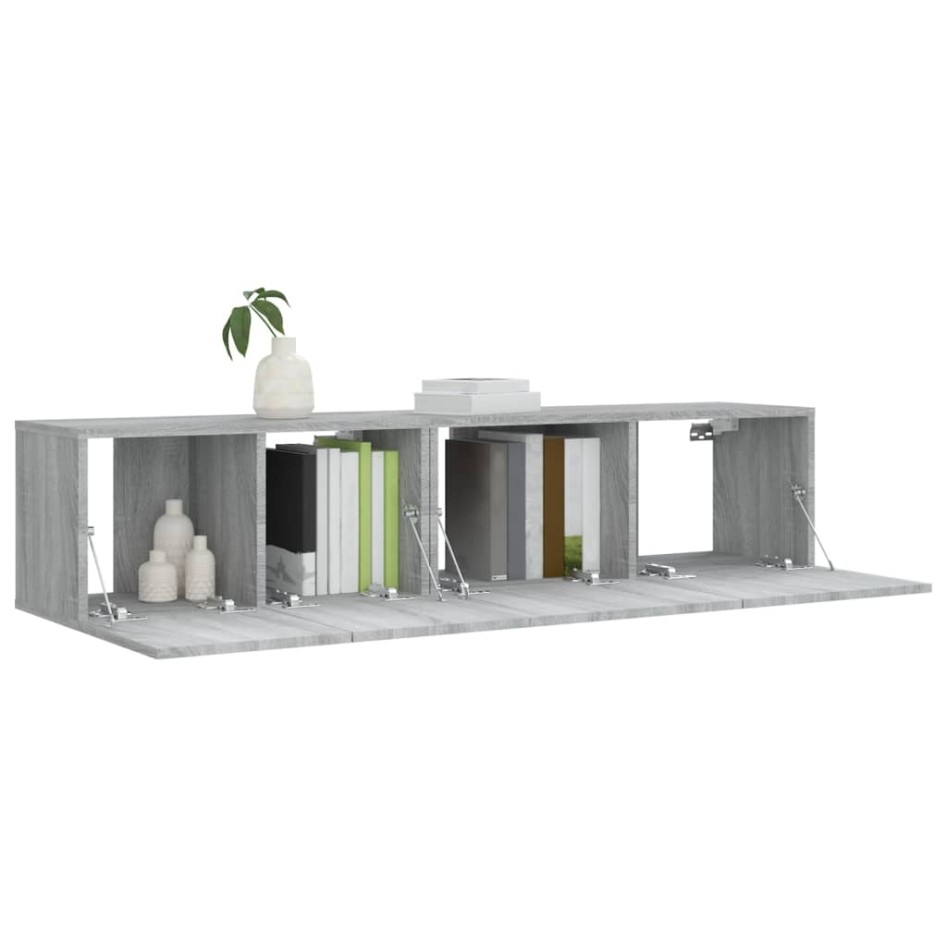 Set de muebles para TV 2 pzas madera contrachapada gris
