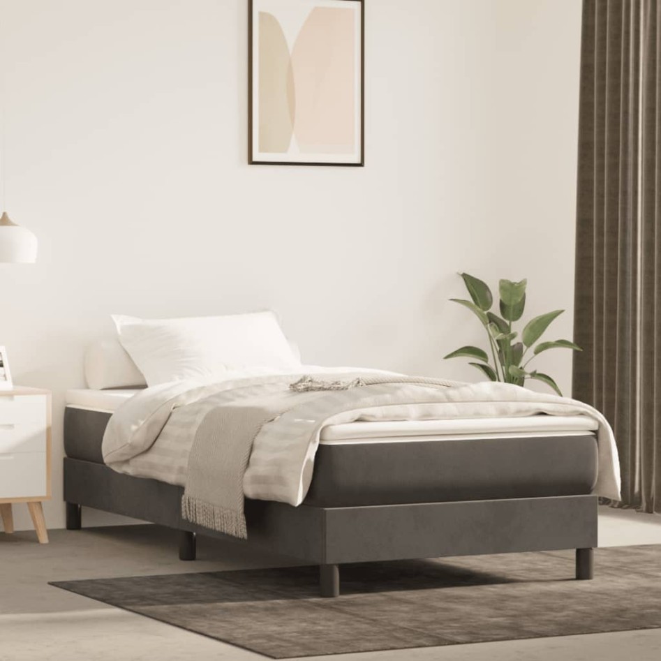 Estructura de cama sin colchón terciopelo gris oscuro 80x200