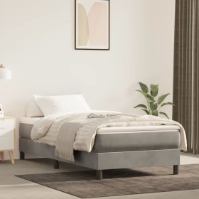 Estructura de cama sin colchón terciopelo gris claro 90x190